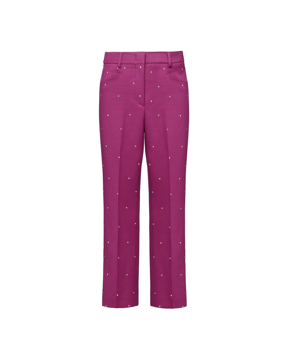 violet trousers with poly viscose stretch appliqués