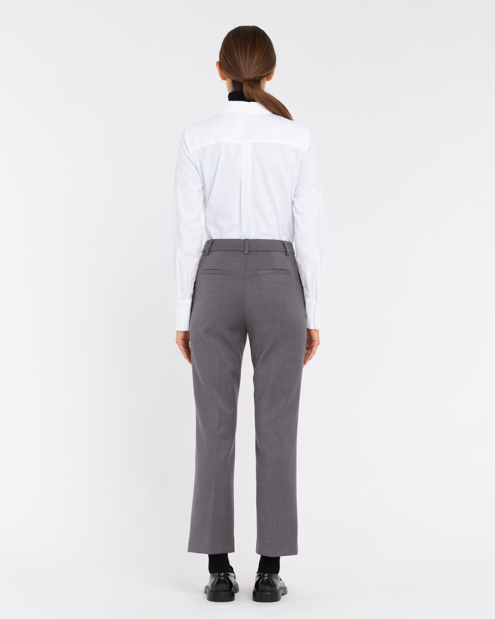 gray trousers with poly viscose stretch appliqués