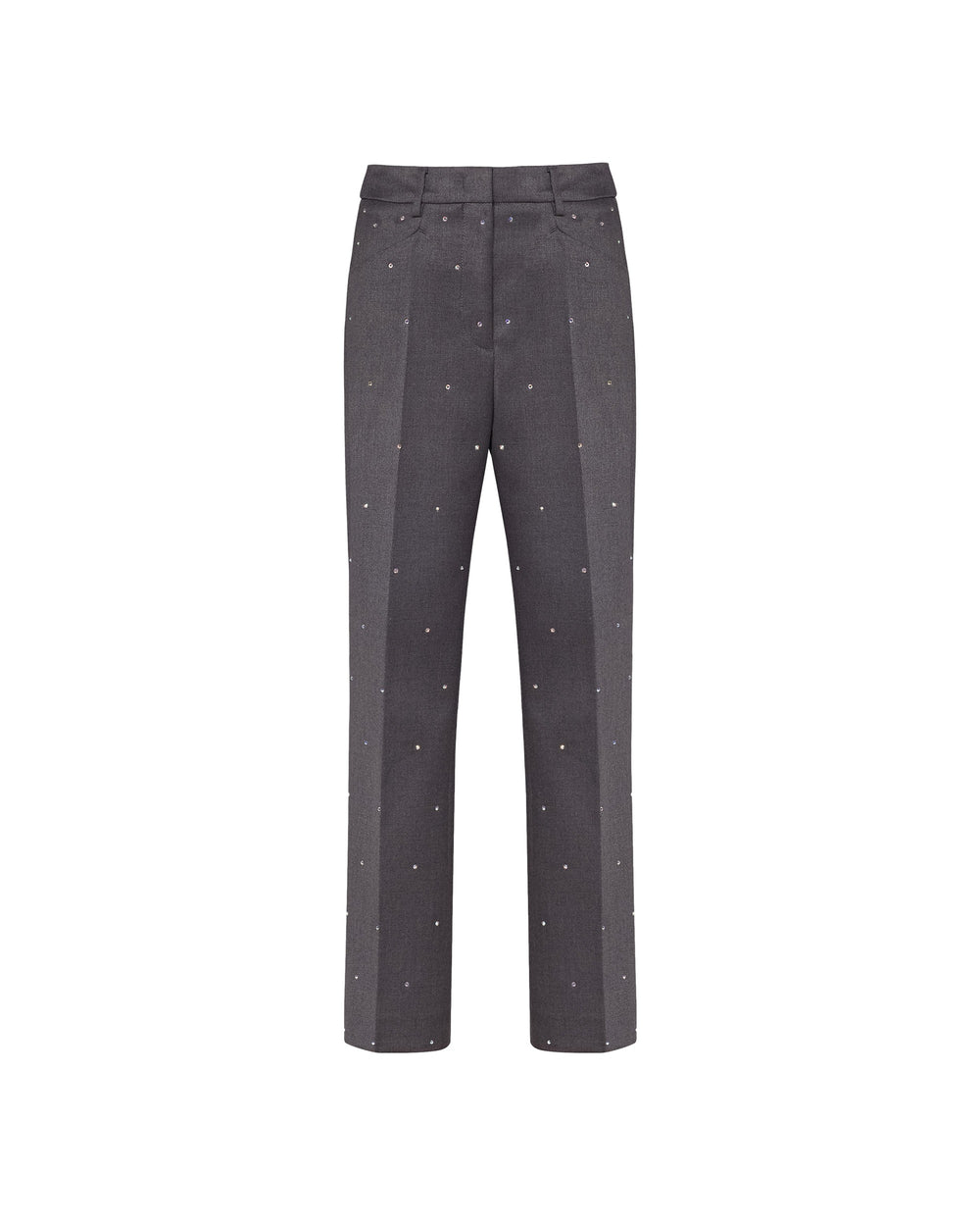 gray trousers with poly viscose stretch appliqués