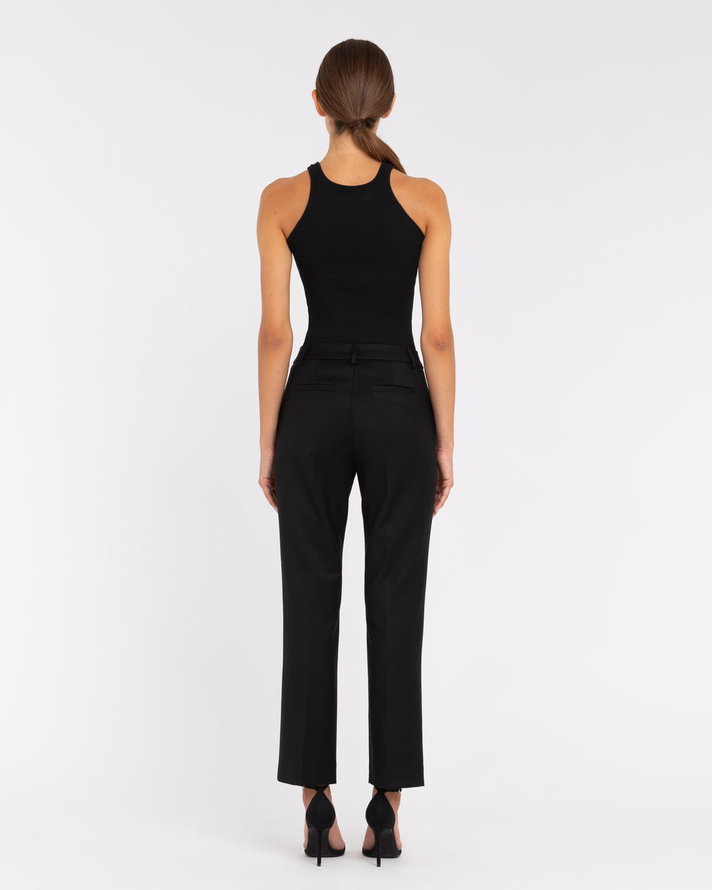 black trousers with poly viscose stretch appliqués