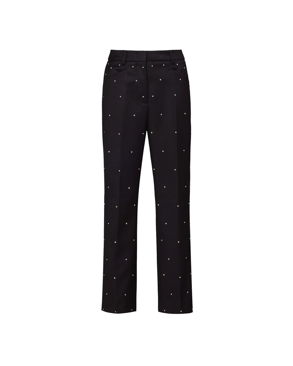 black trousers with poly viscose stretch appliqués