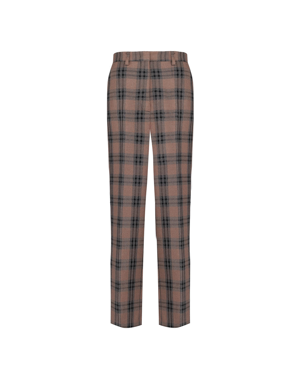 brown macro check cropped trousers