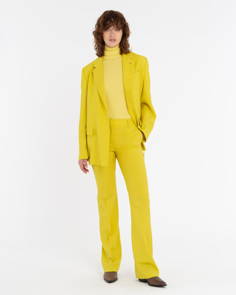 yellow wool bell bottom trousers