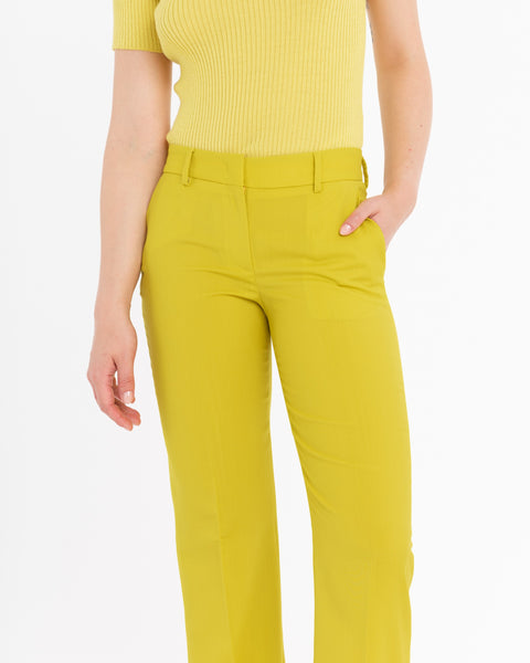 yellow wool bell bottom trousers