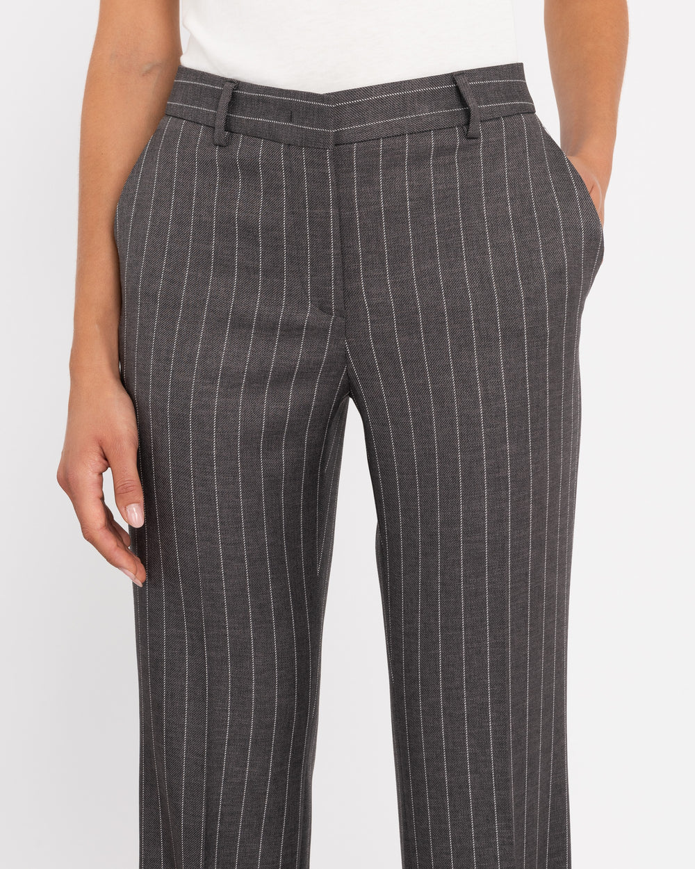 gray striped poly viscose trousers