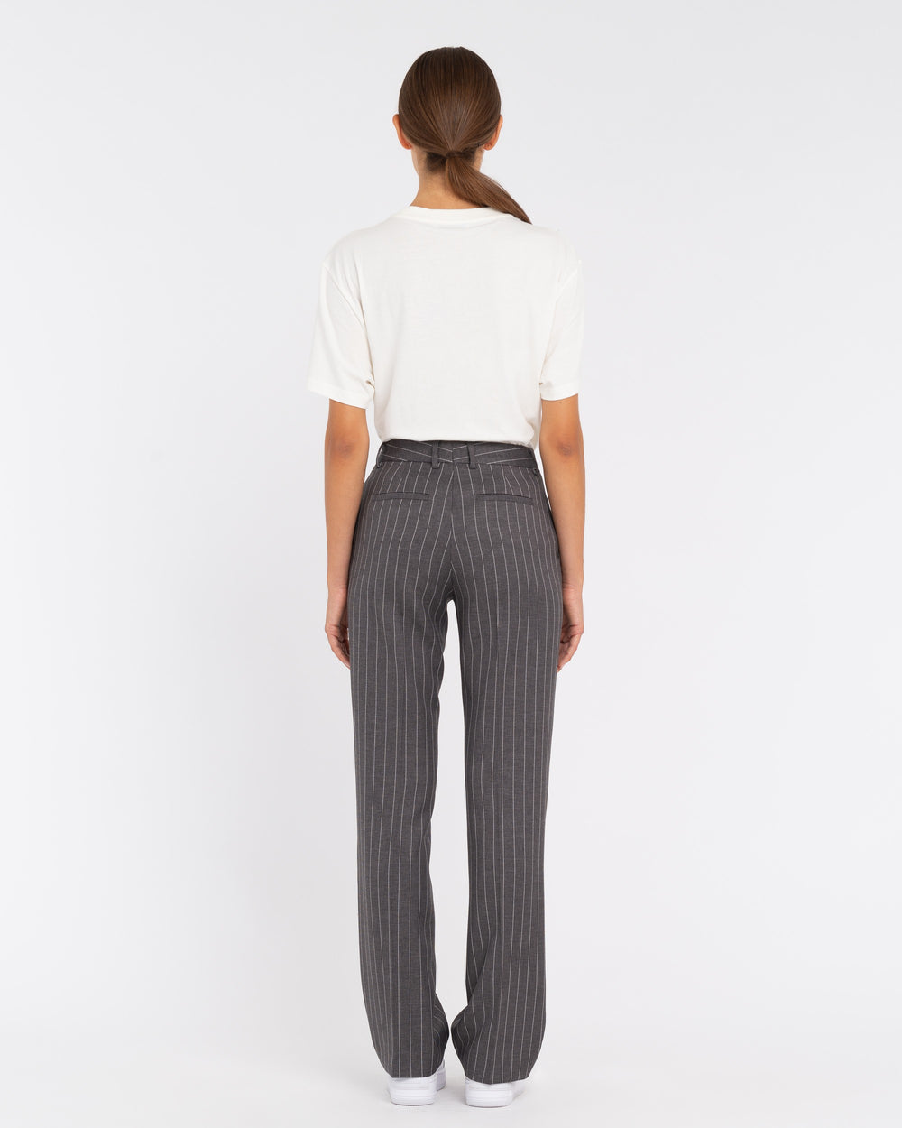 gray striped poly viscose trousers