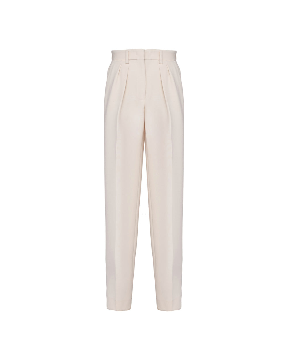 white double pleat poly viscose stretch trousers