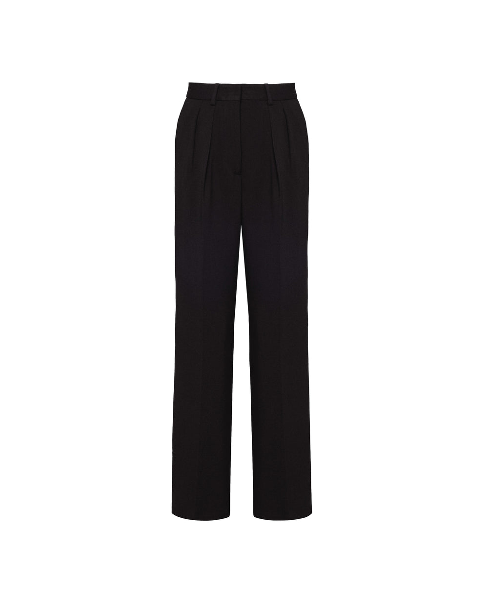 black double pleat poly viscose stretch trousers