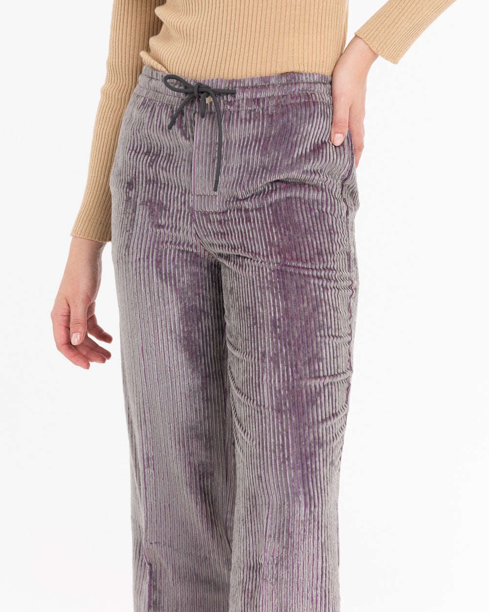 gray fluid viscose chenille trousers