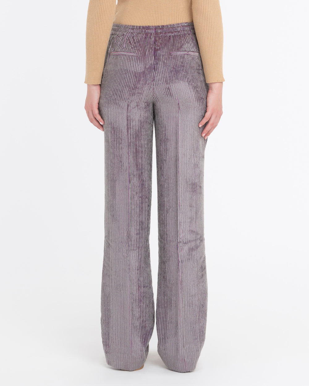 gray fluid viscose chenille trousers