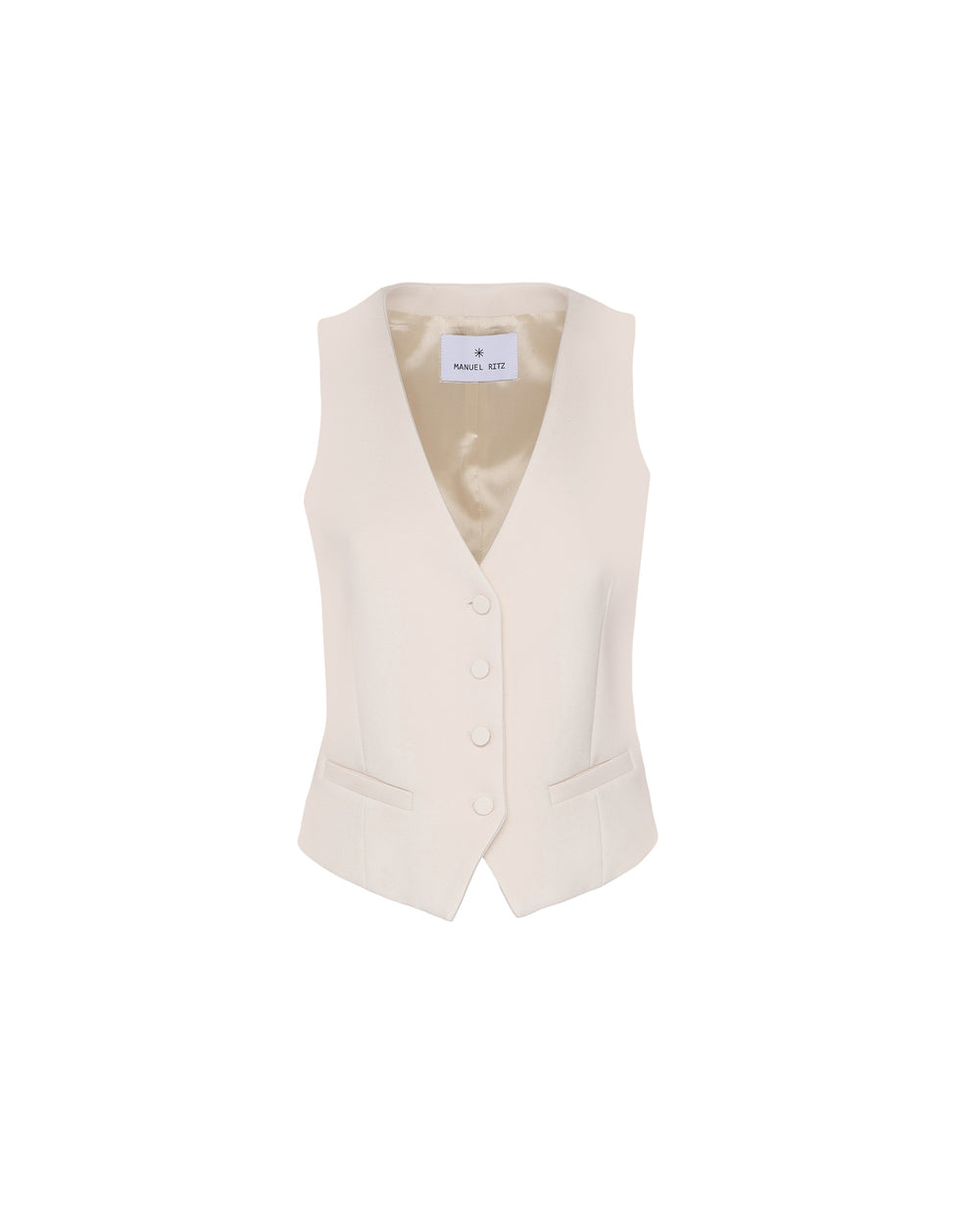 white stretch viscose poly waistcoat