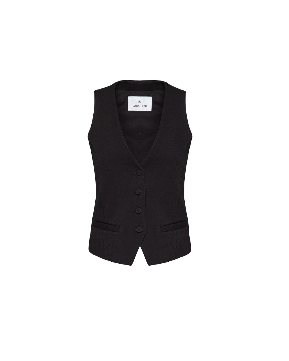 black stretch viscose poly waistcoat