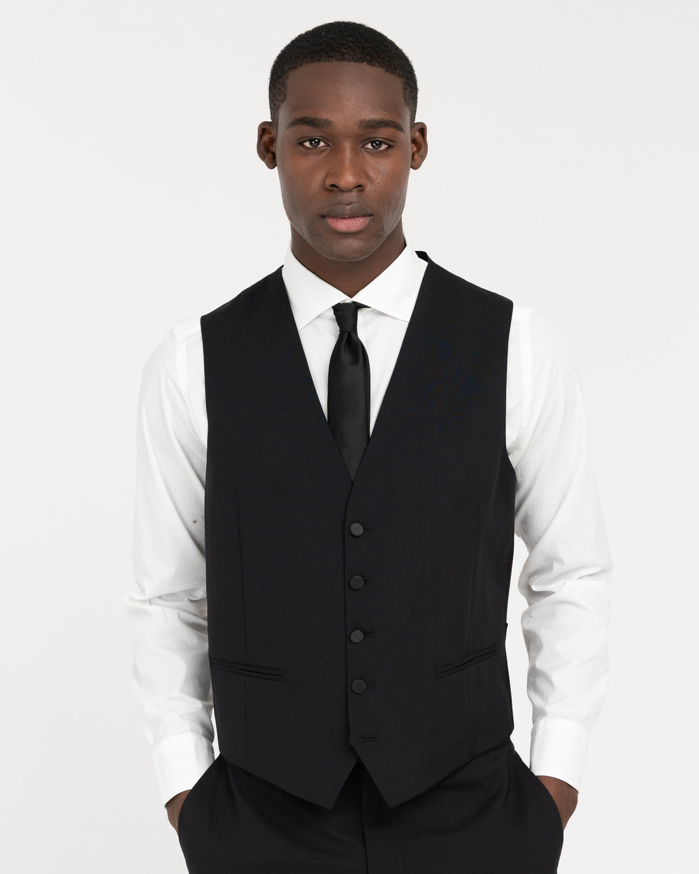 black stretch wool waistcoat suit