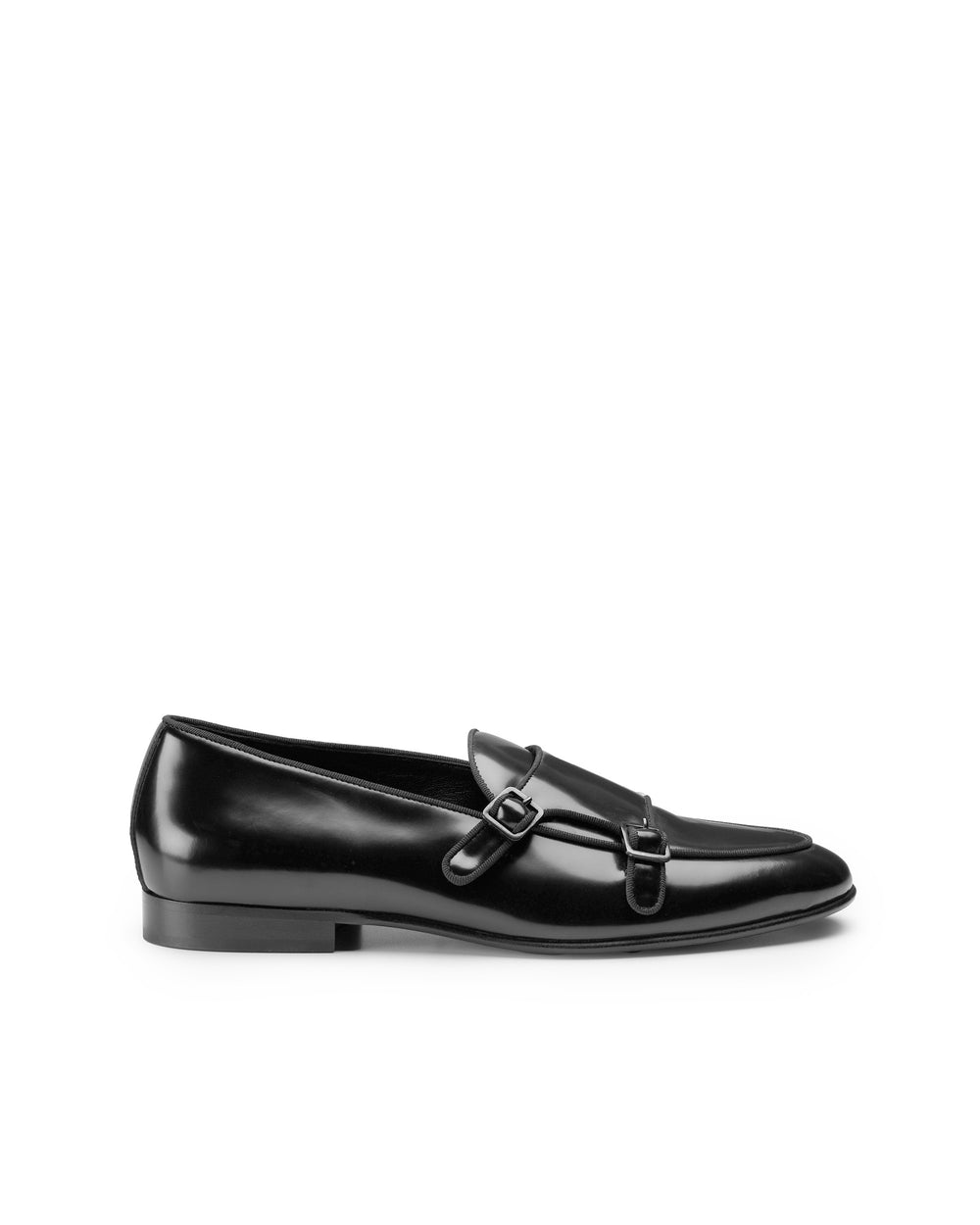 black leather monk strap loafer