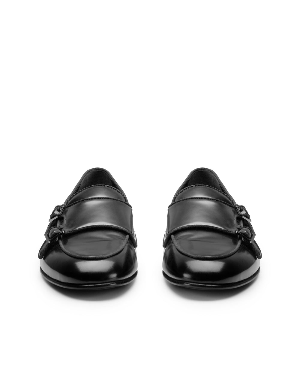 black leather monk strap loafer