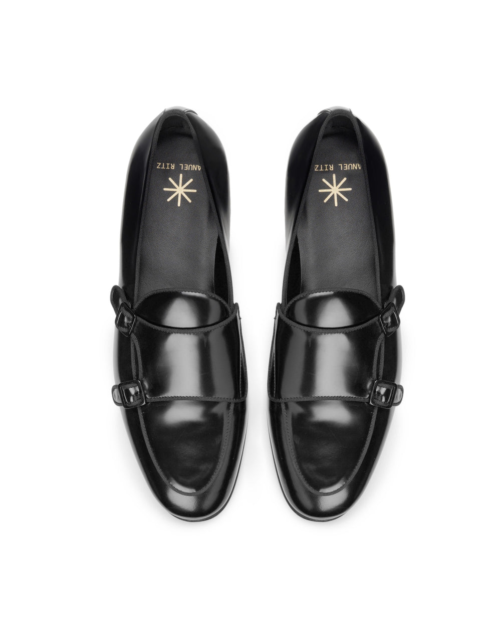 black leather monk strap loafer