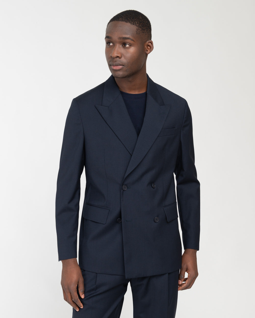 blue relaxed fit double breasted stretch cool wool suit