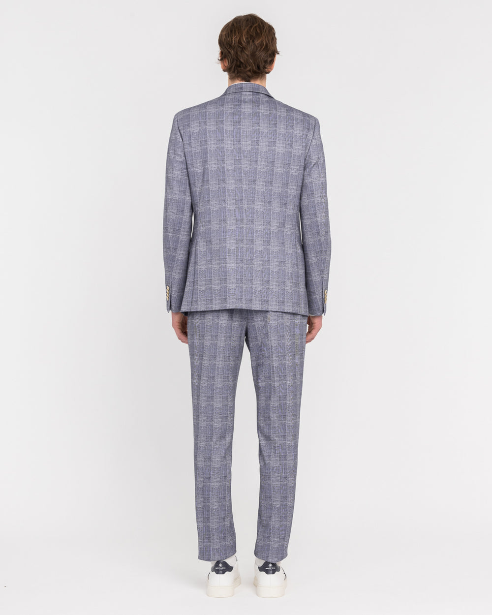 blue stretch galles jersey suit