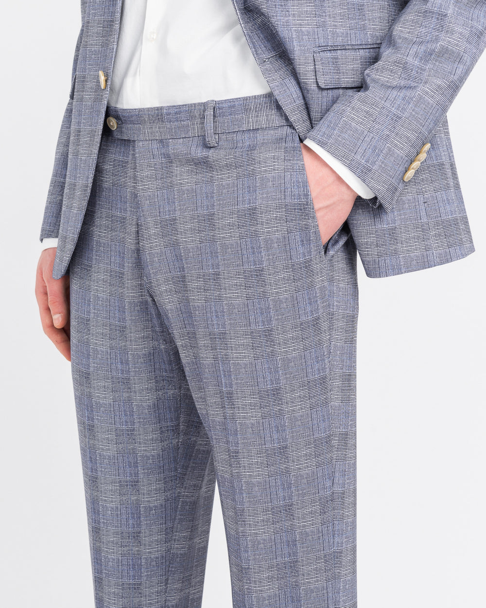 blue stretch galles jersey suit