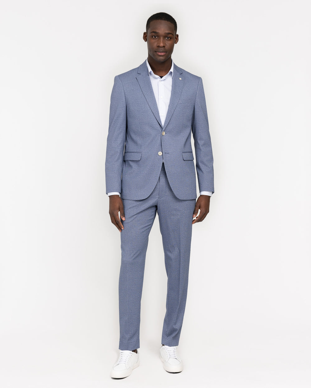 blue stretch jersey suit