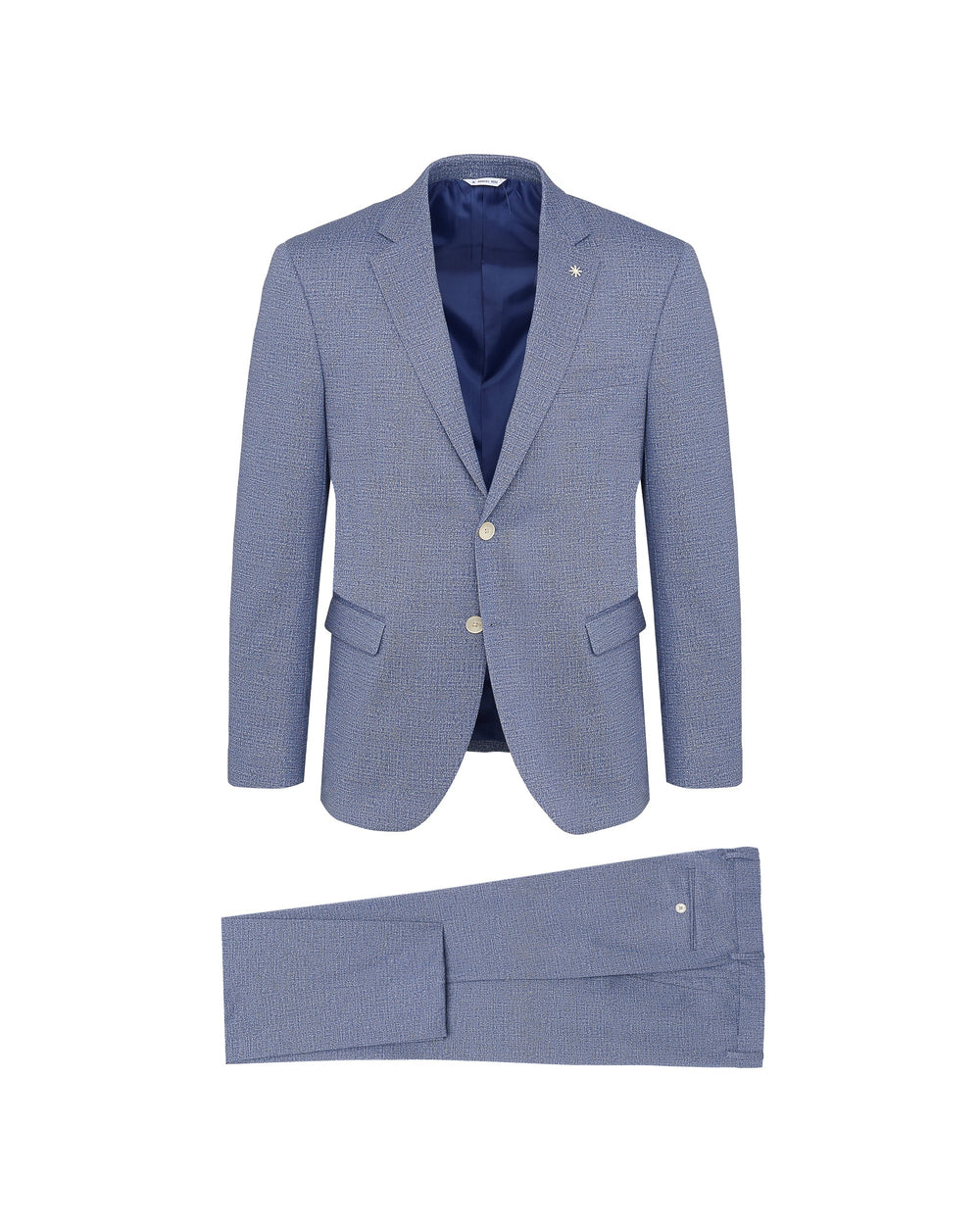 blue stretch jersey suit