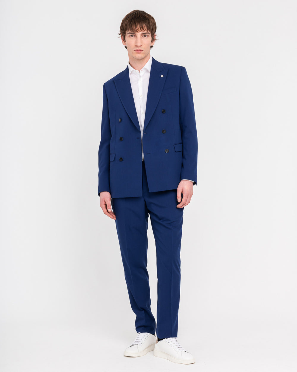 light blue stretch viscose blend double breasted suit