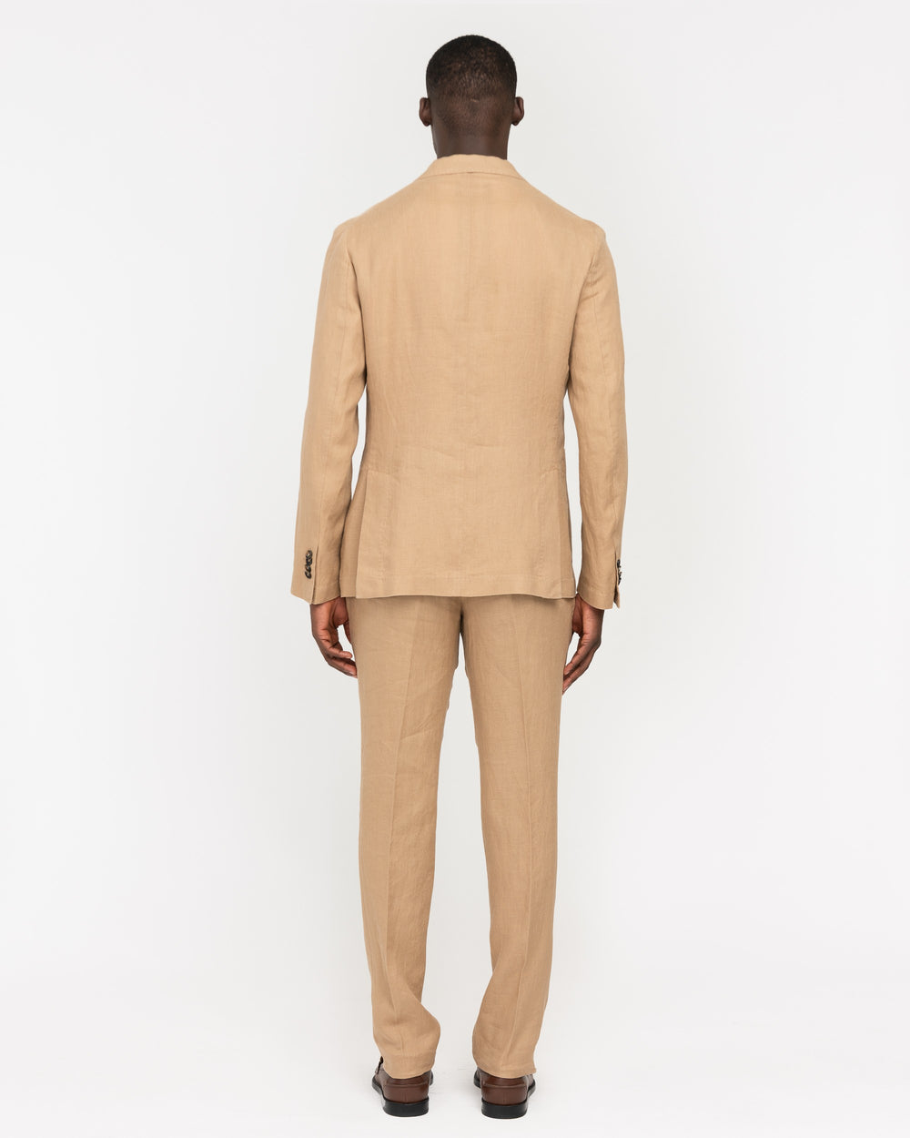 beige washed linen suit