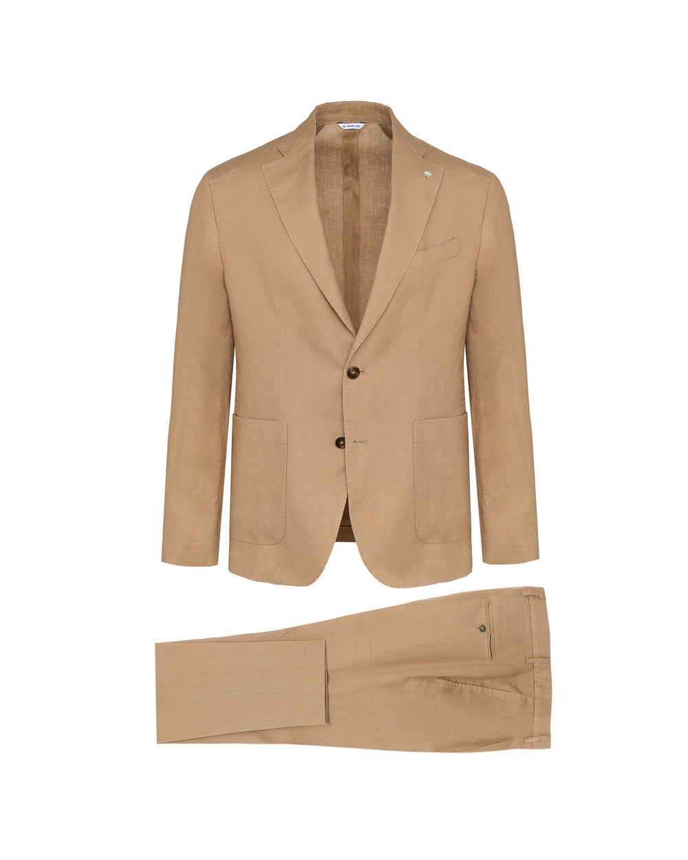 beige washed linen suit