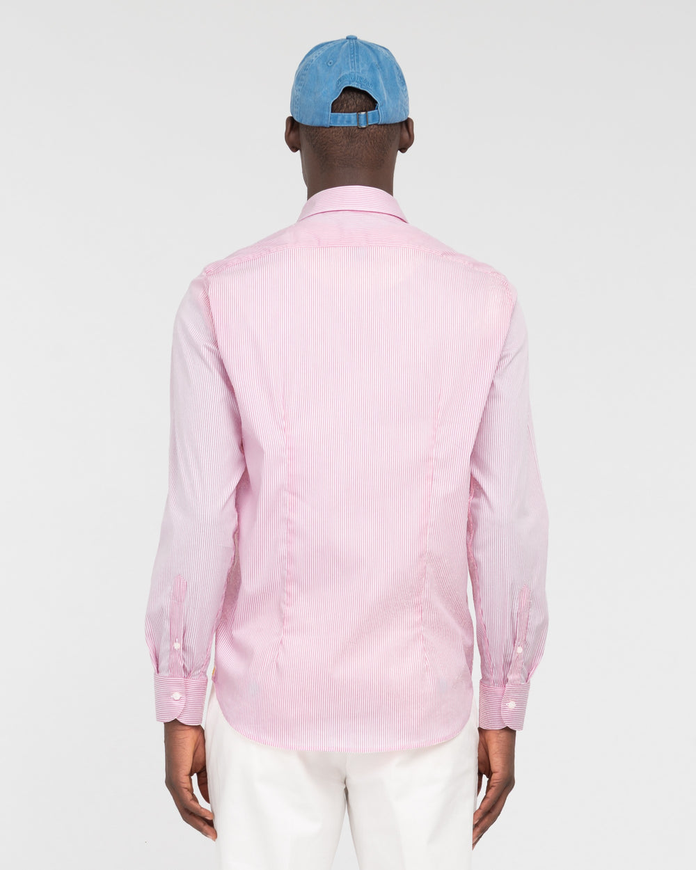 pink stretch cotton striped shirt