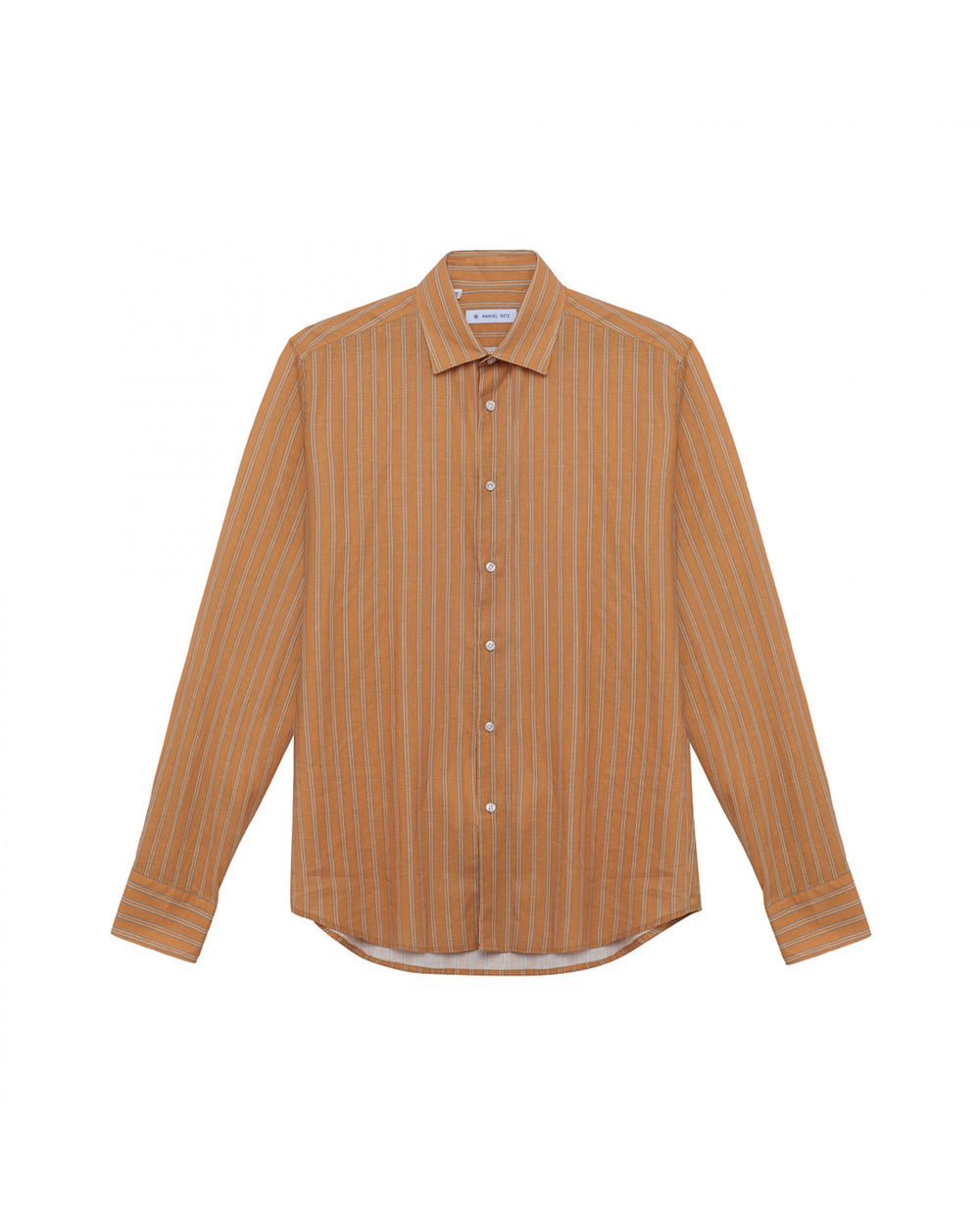 orange linen cotton regimental shirt