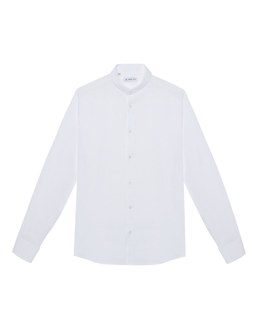 white cotton linen korean collar shirt