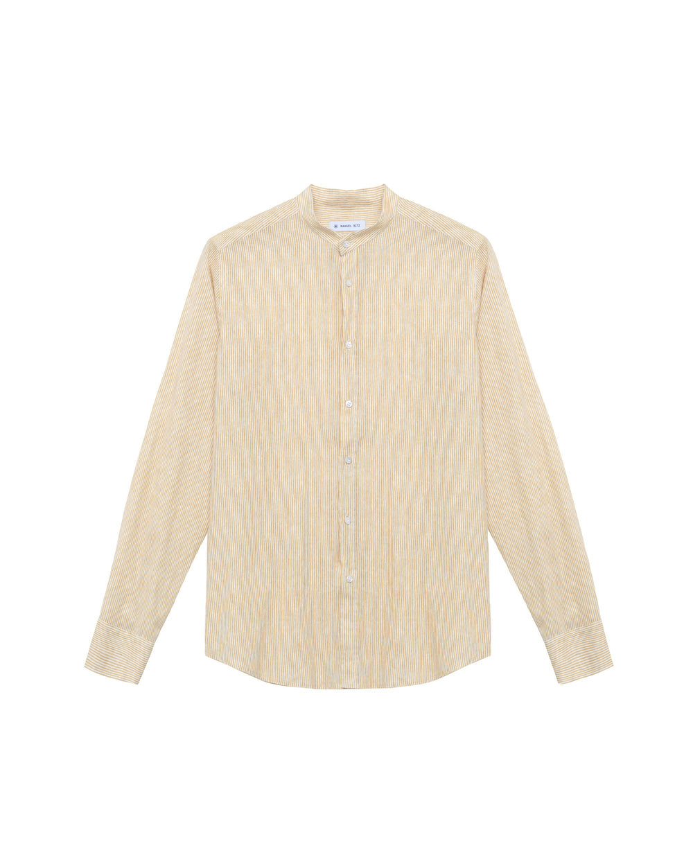 yellow linen cotton stripe print shirt