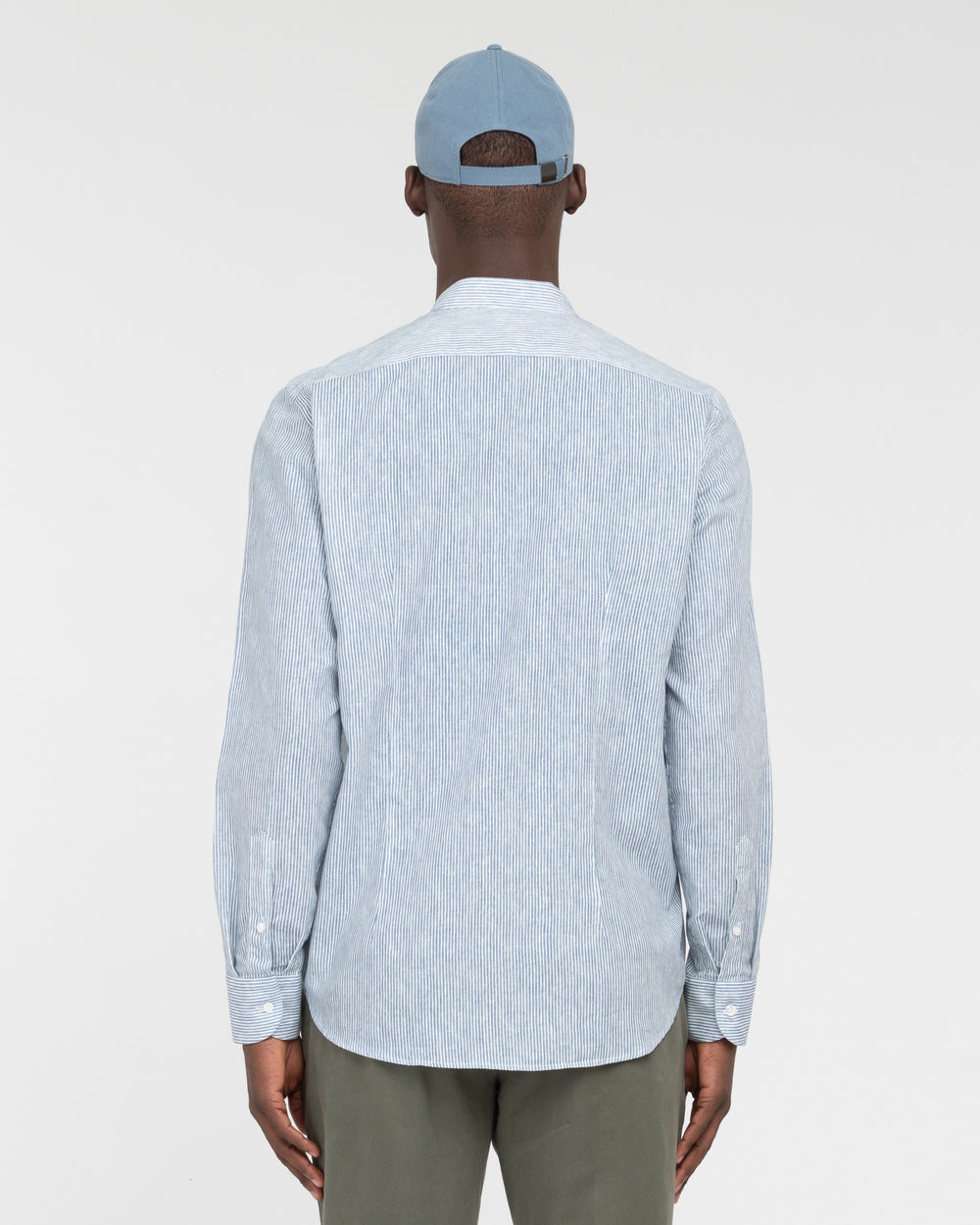 light blue linen cotton stripe print shirt