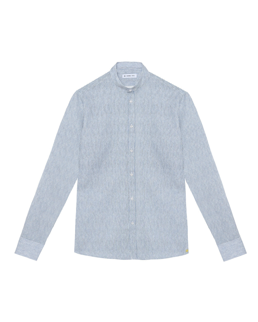 light blue linen cotton stripe print shirt