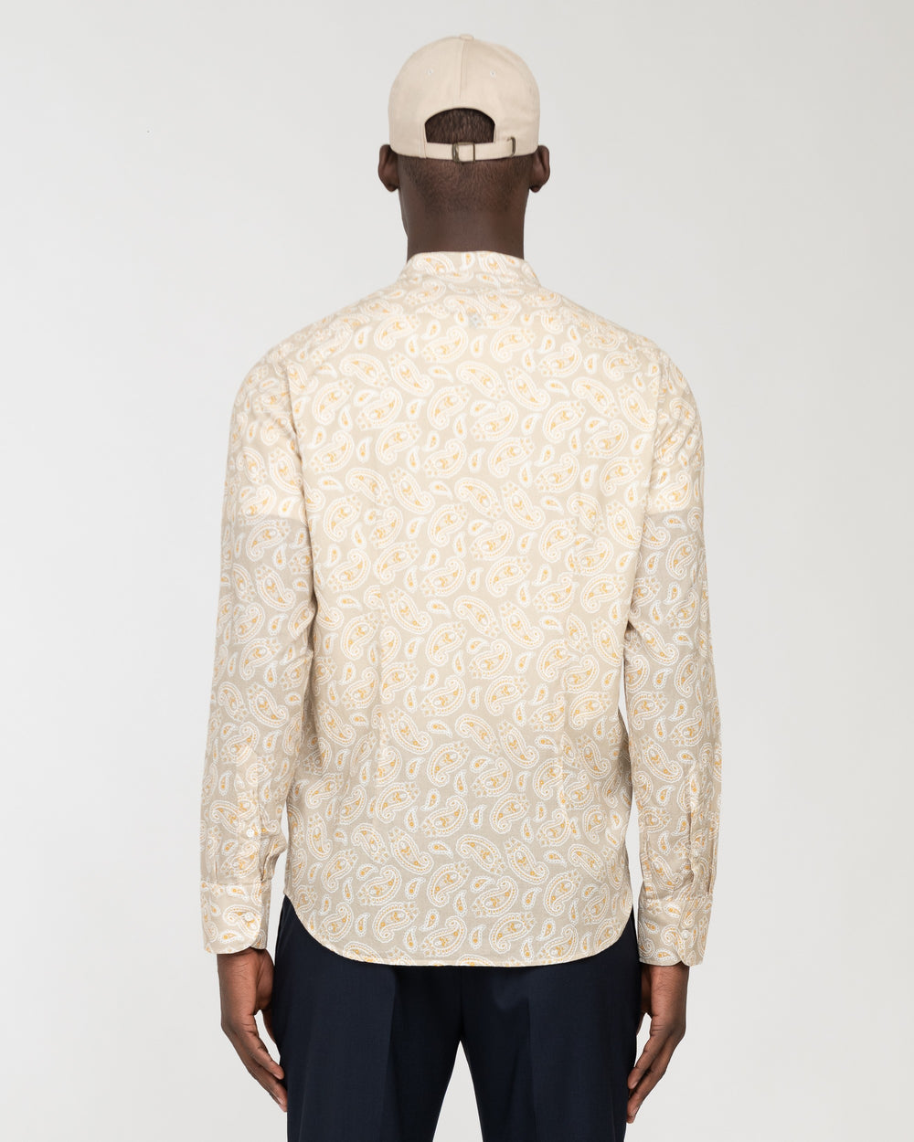 yellow cotton paisley print shirt