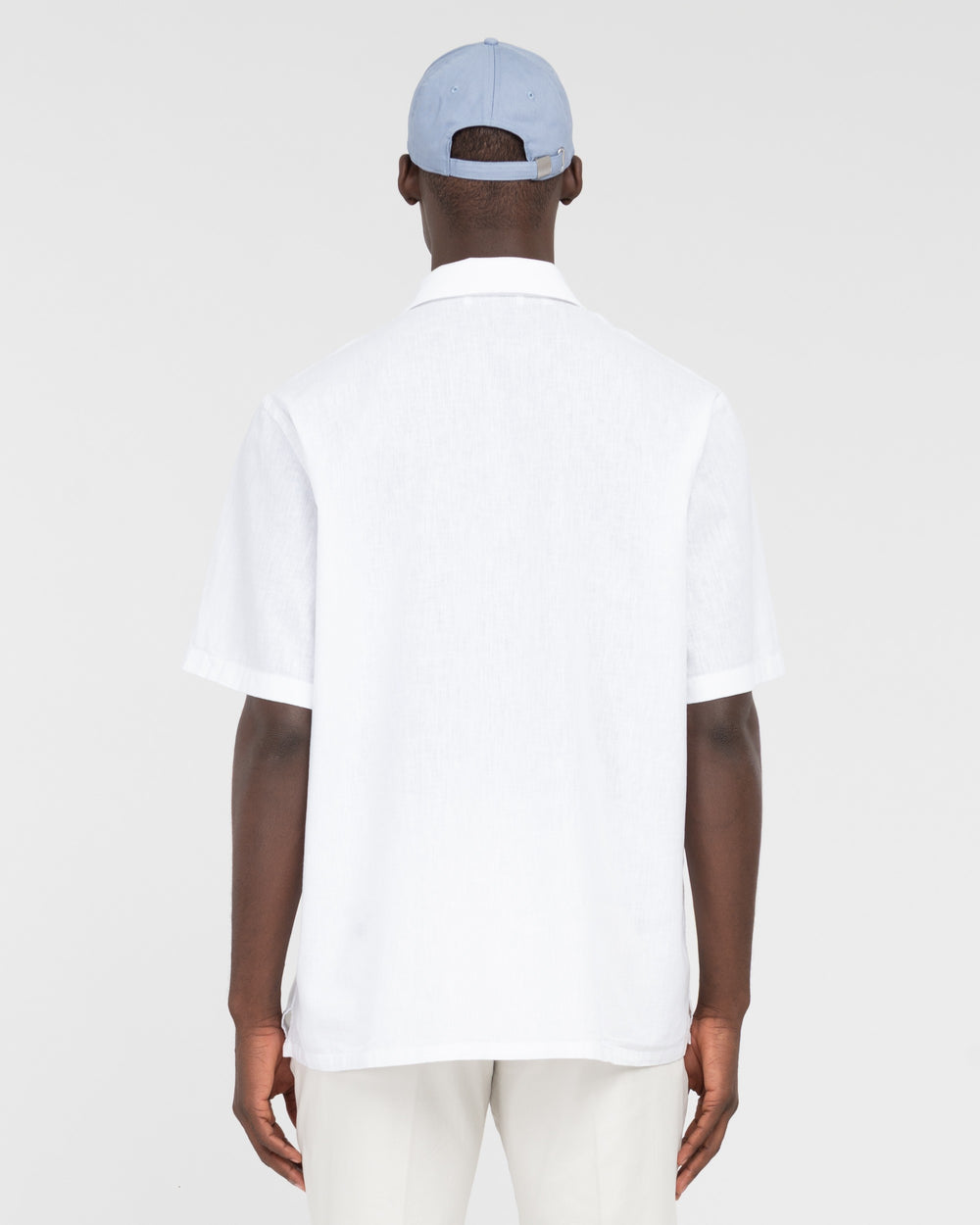 white short sleeved linen cotton shirt