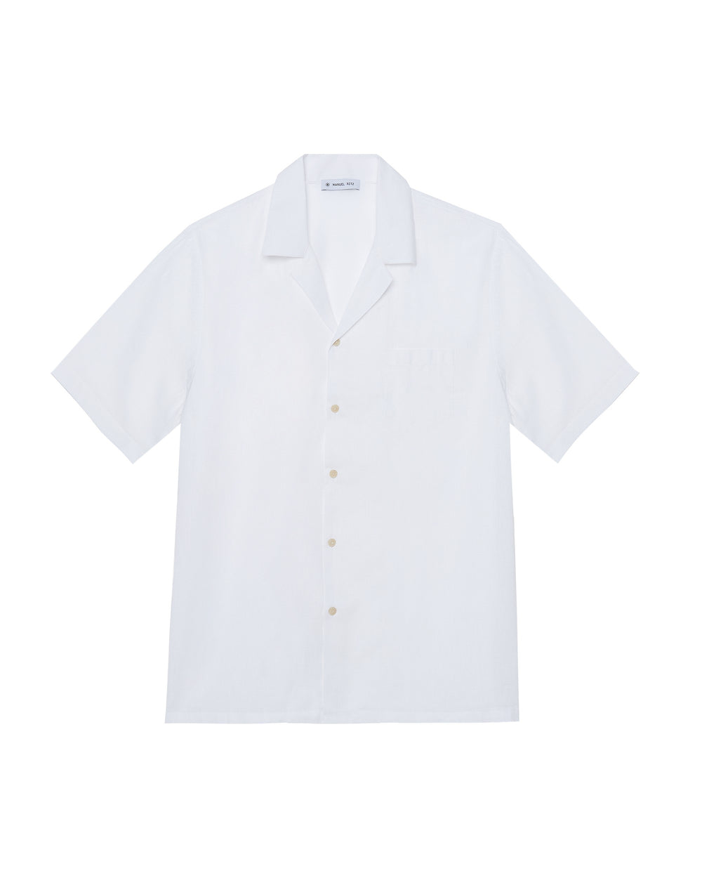 white short sleeved linen cotton shirt