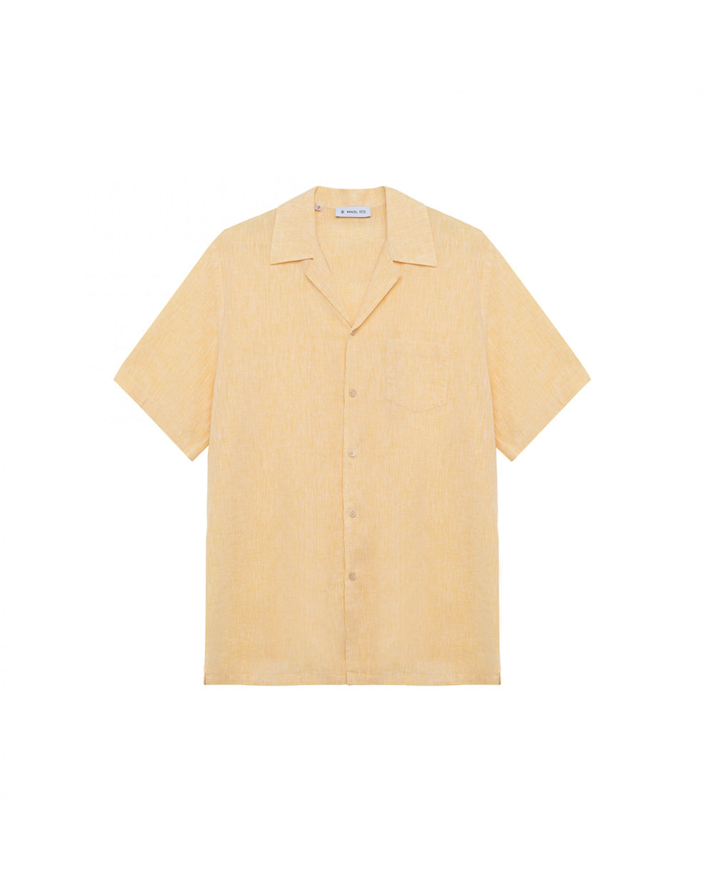 yellow short sleeved linen cotton shirt