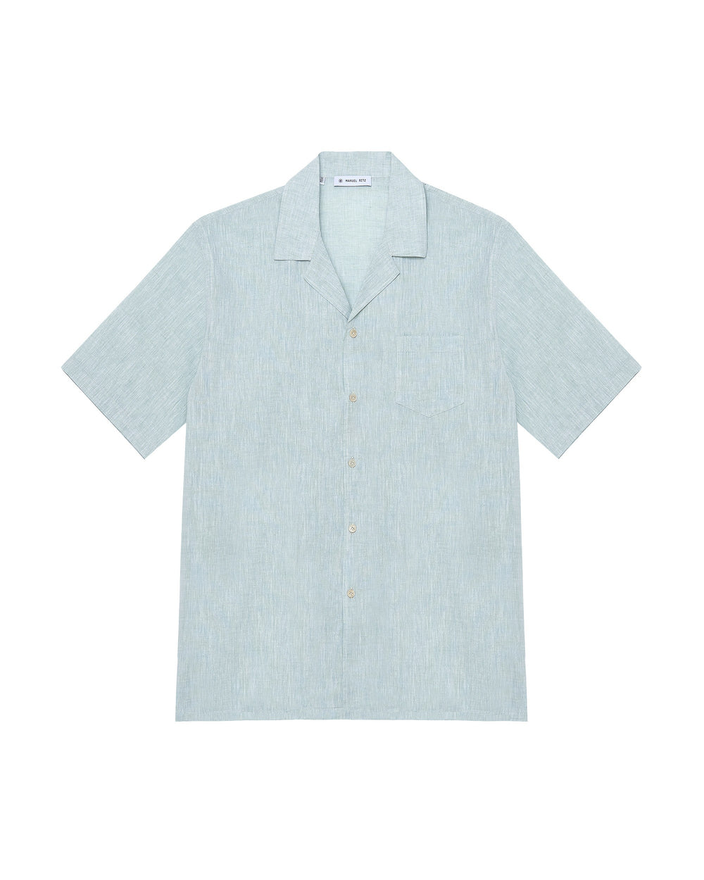 green short sleeved linen cotton shirt