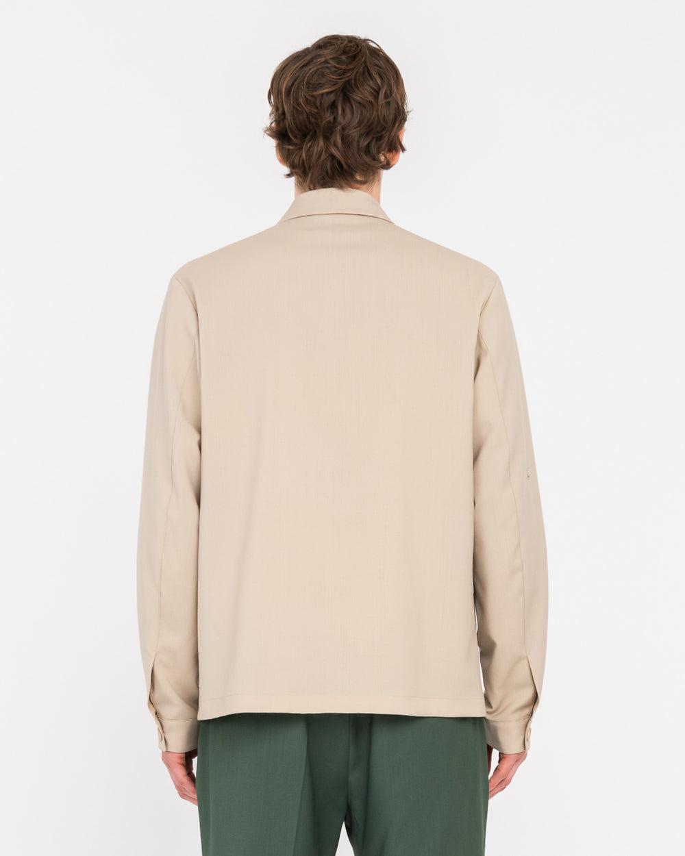 beige cool wool stretch overshirt