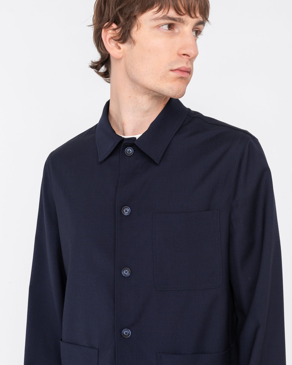 blue cool wool stretch overshirt