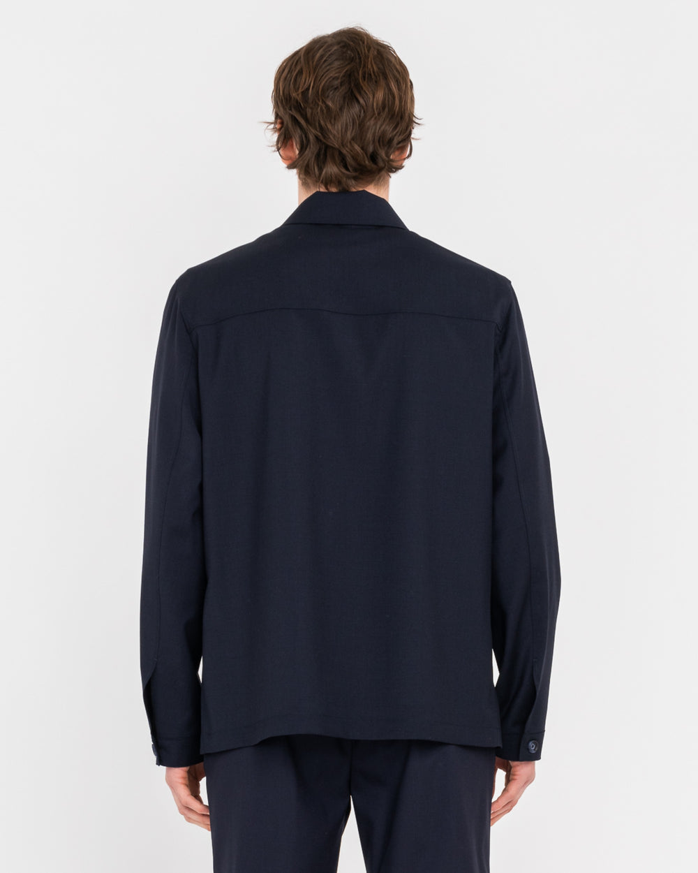 blue cool wool stretch overshirt