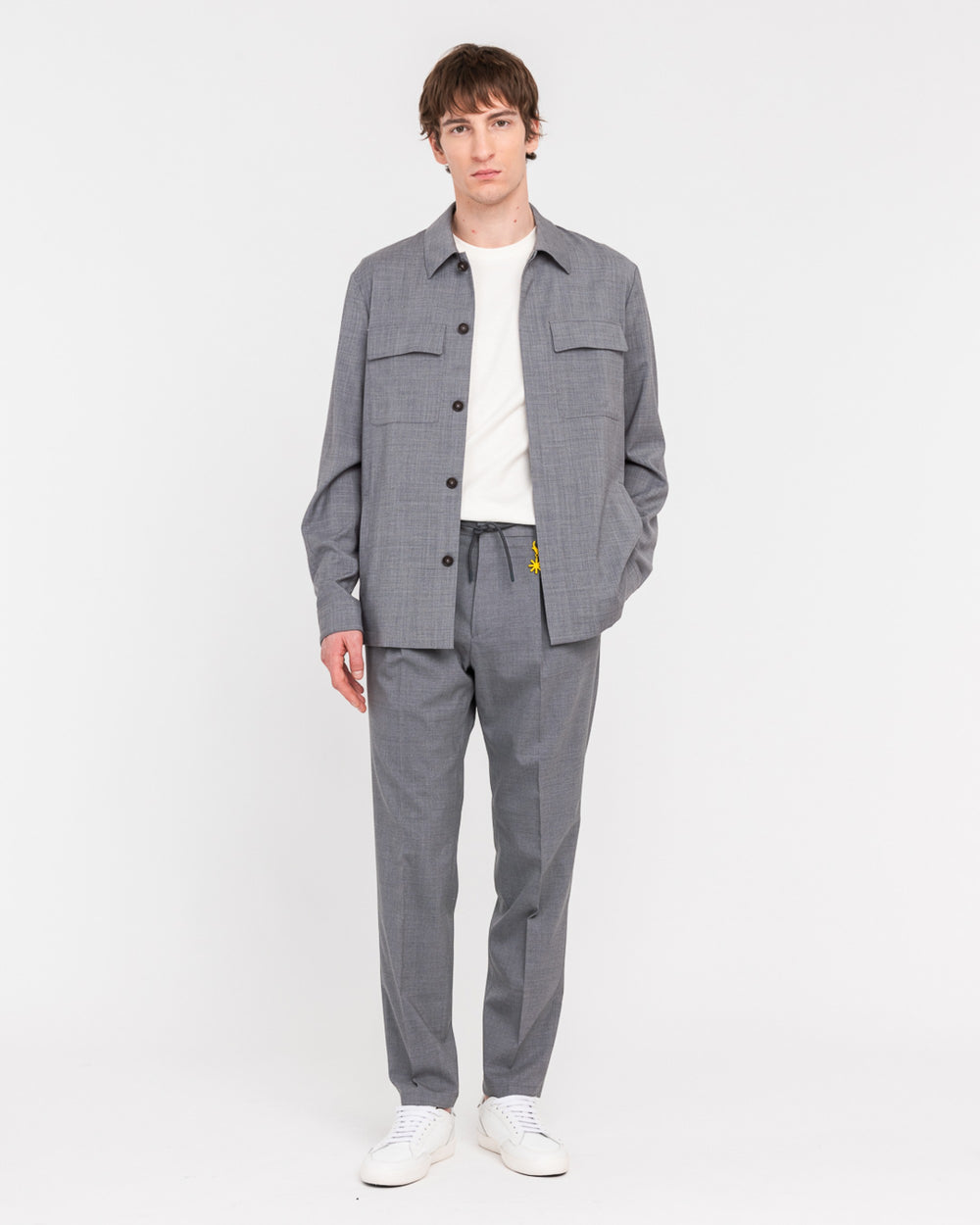 gray cool wool stretch overshirt