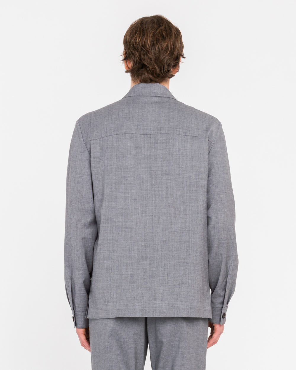 gray cool wool stretch overshirt