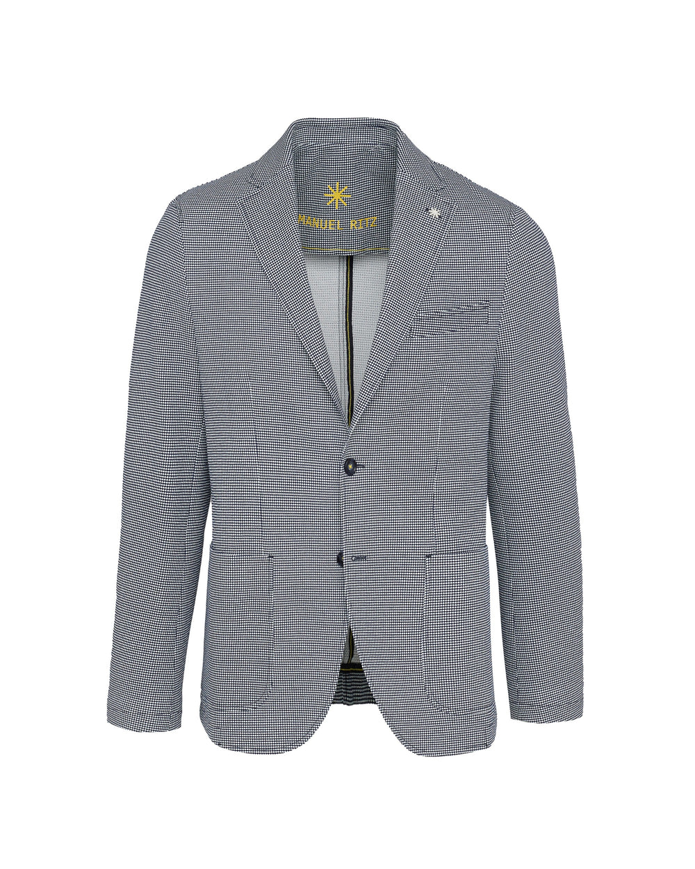 blue stretch printed jersey blazer