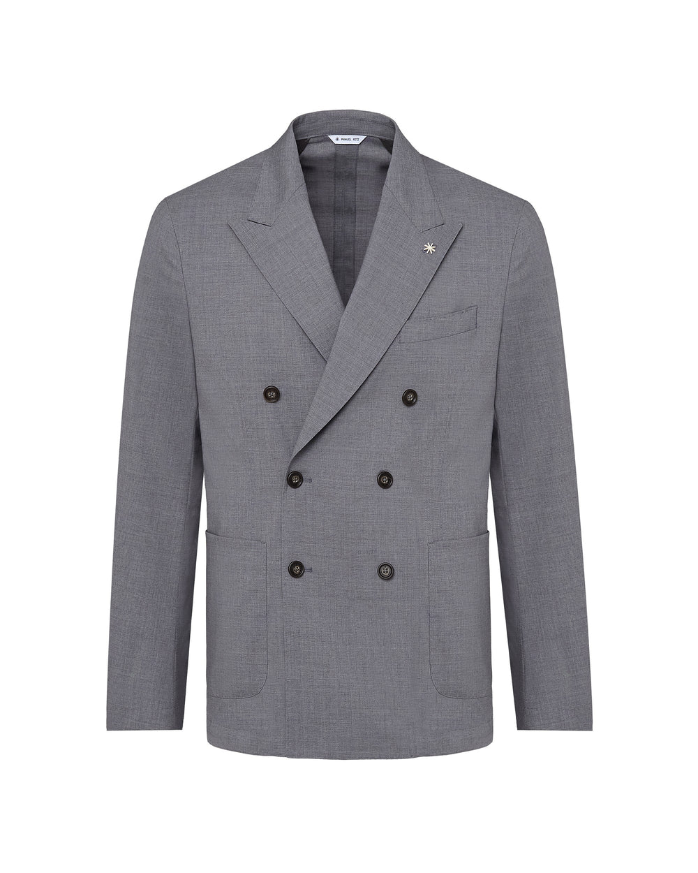 gray stretch cool wool double breasted blazer