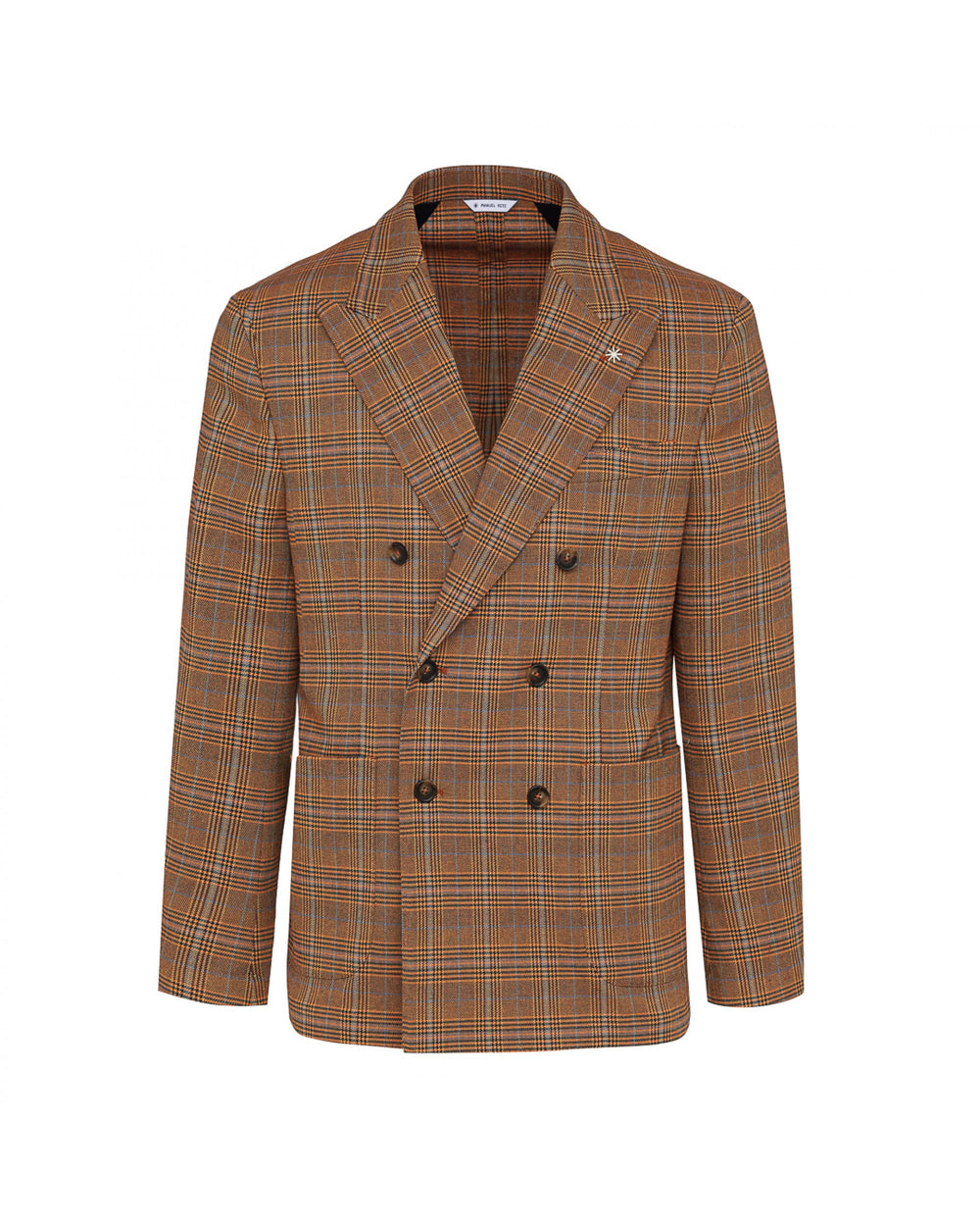 brown prince of wales double breasted blazer