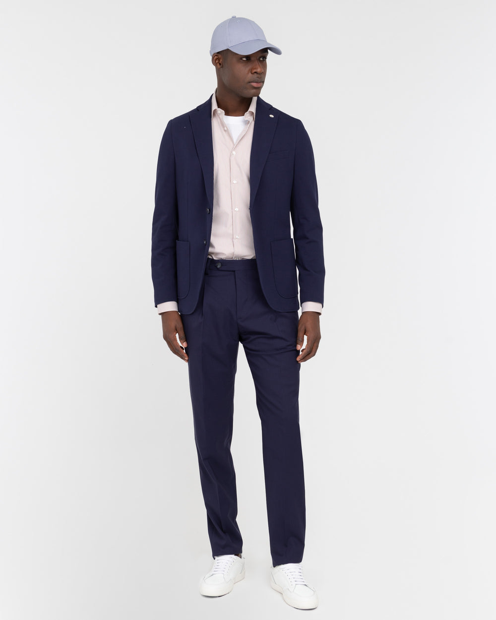 blue cotton piqué jersey blazer