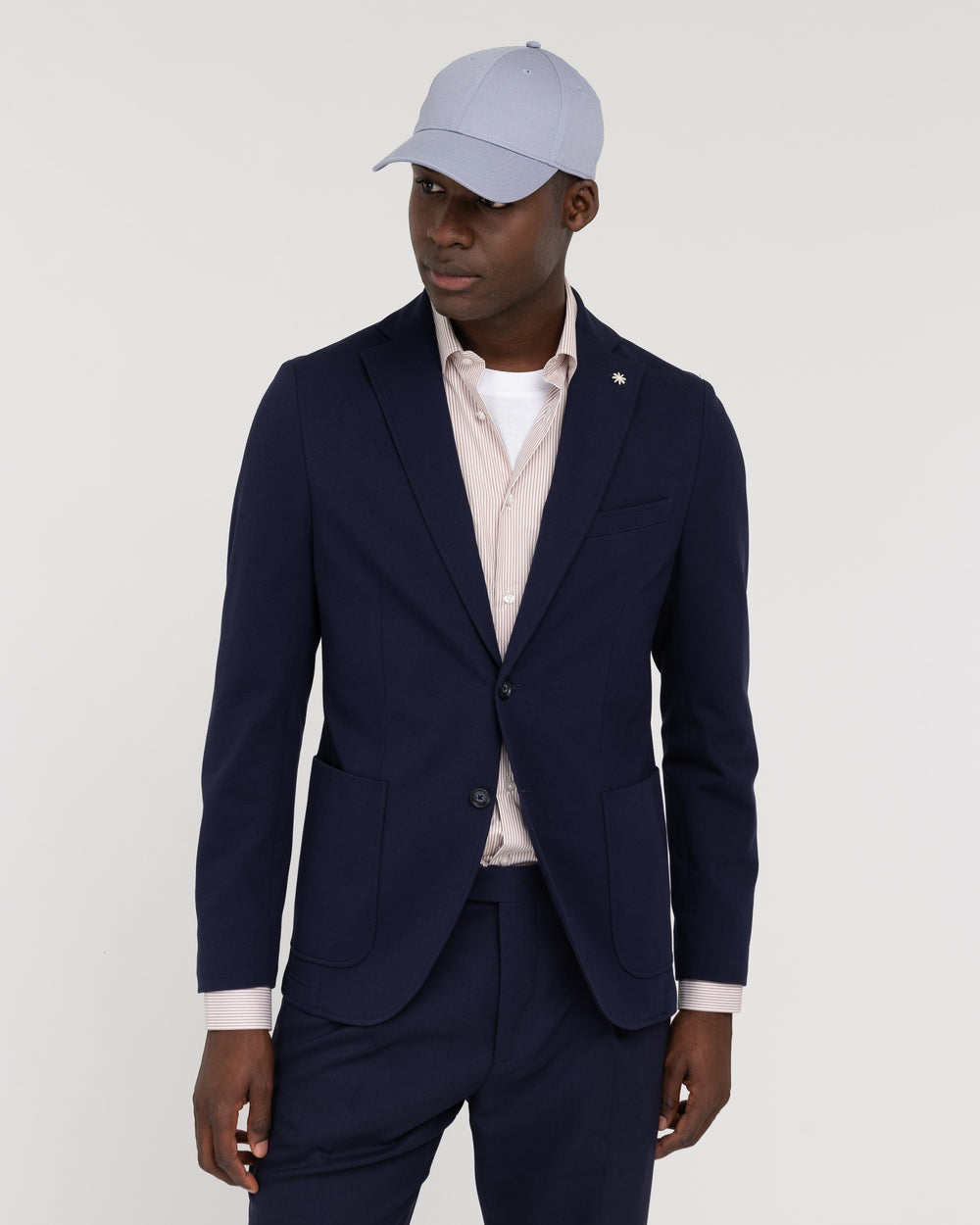 blue cotton piqué jersey blazer