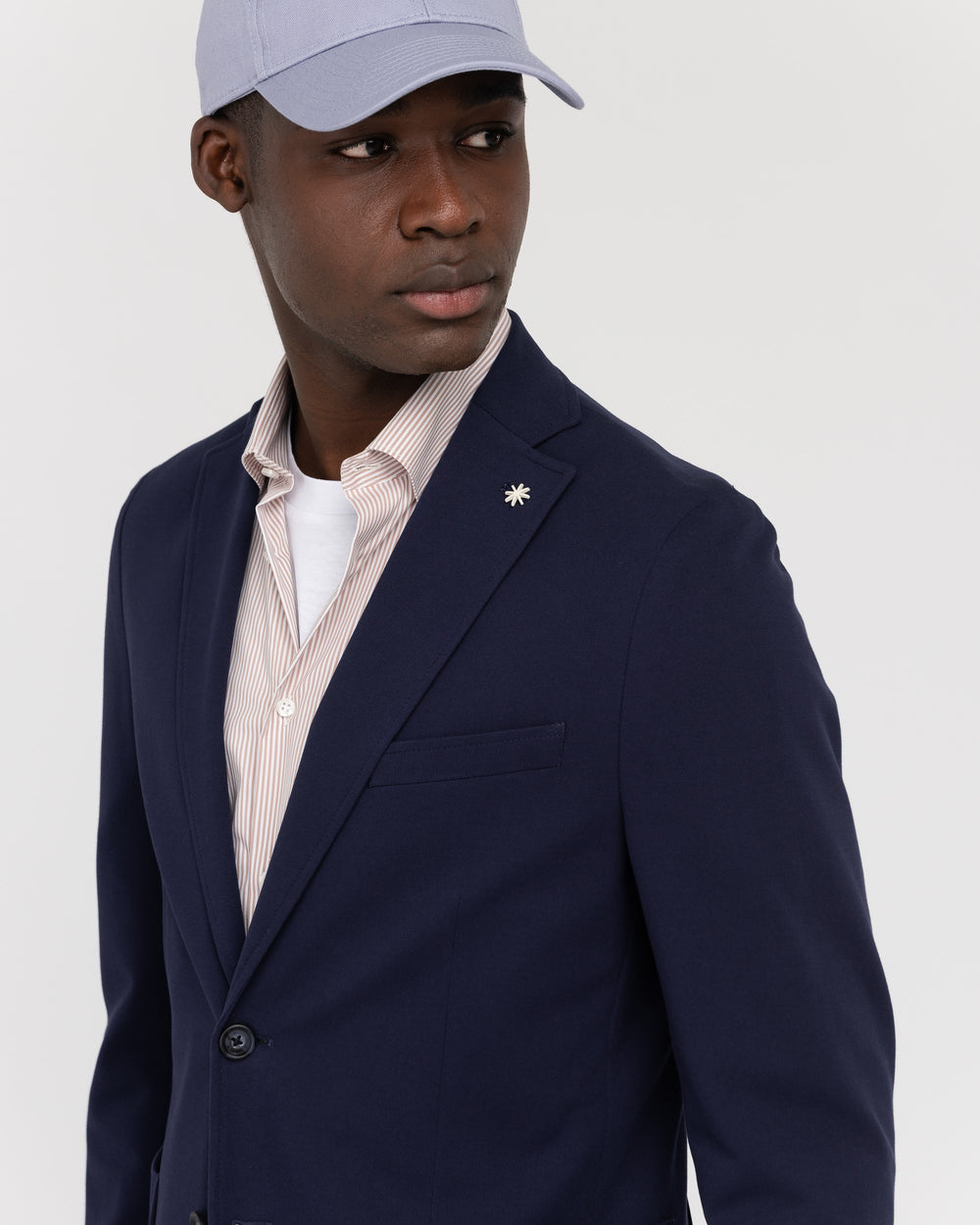 blue cotton piqué jersey blazer